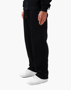 Men's Black Open Leg Joggers - Comfortable Cotton Blend Sweatpants with True Fit for All-Day Wear 1