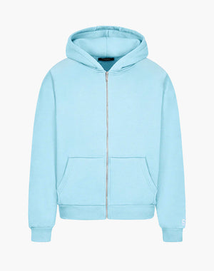 Unisex Zip Hoodie in Ice Blue – Comfortable Cotton-Polyester Blend for Everyday Wear, True to Size, Versatile Design 0