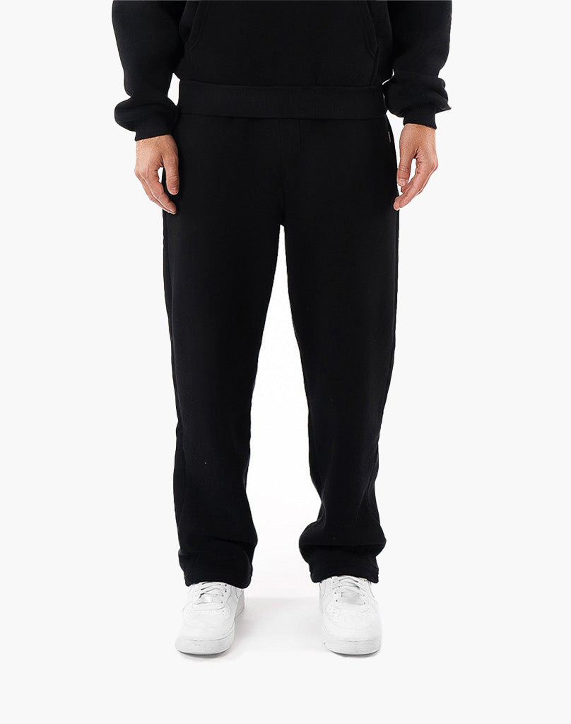 Men's Black Open Leg Joggers - Comfortable Cotton Blend Sweatpants with True Fit for All-Day Wear 2