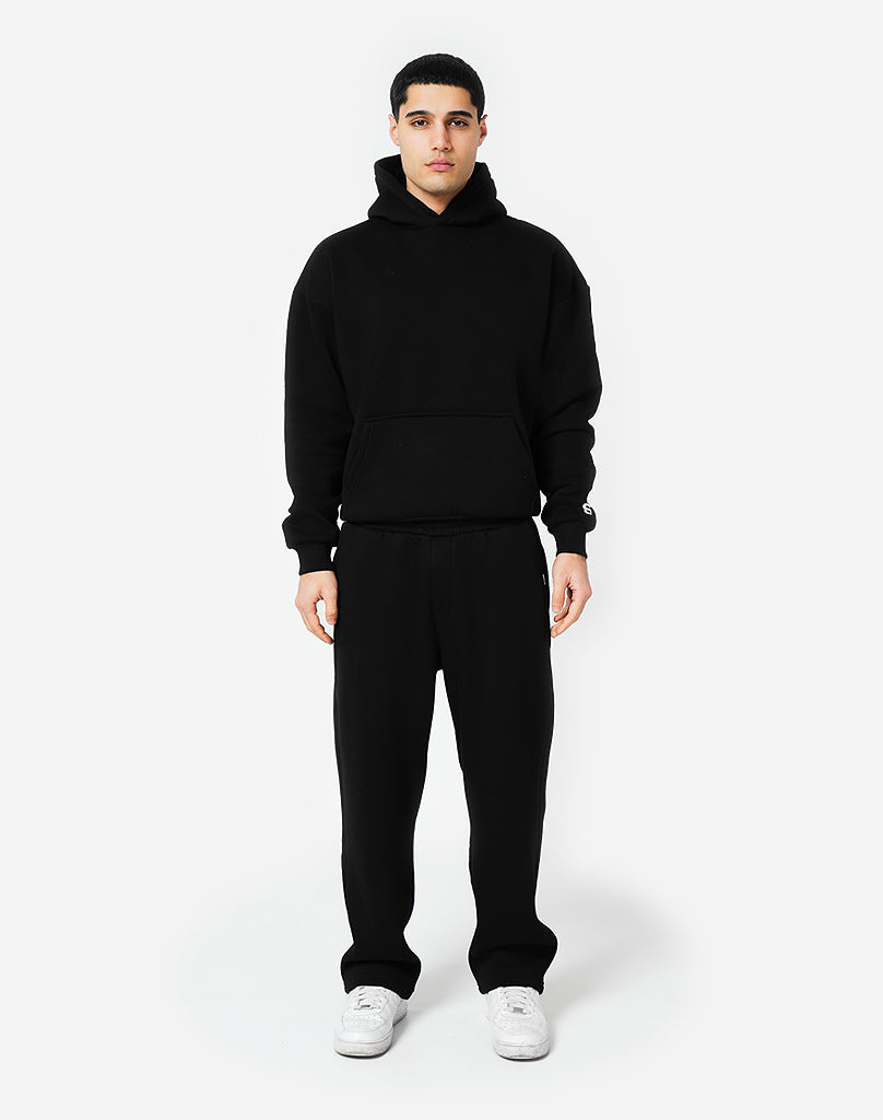 Men's Black Open Leg Joggers - Comfortable Cotton Blend Sweatpants with True Fit for All-Day Wear 3