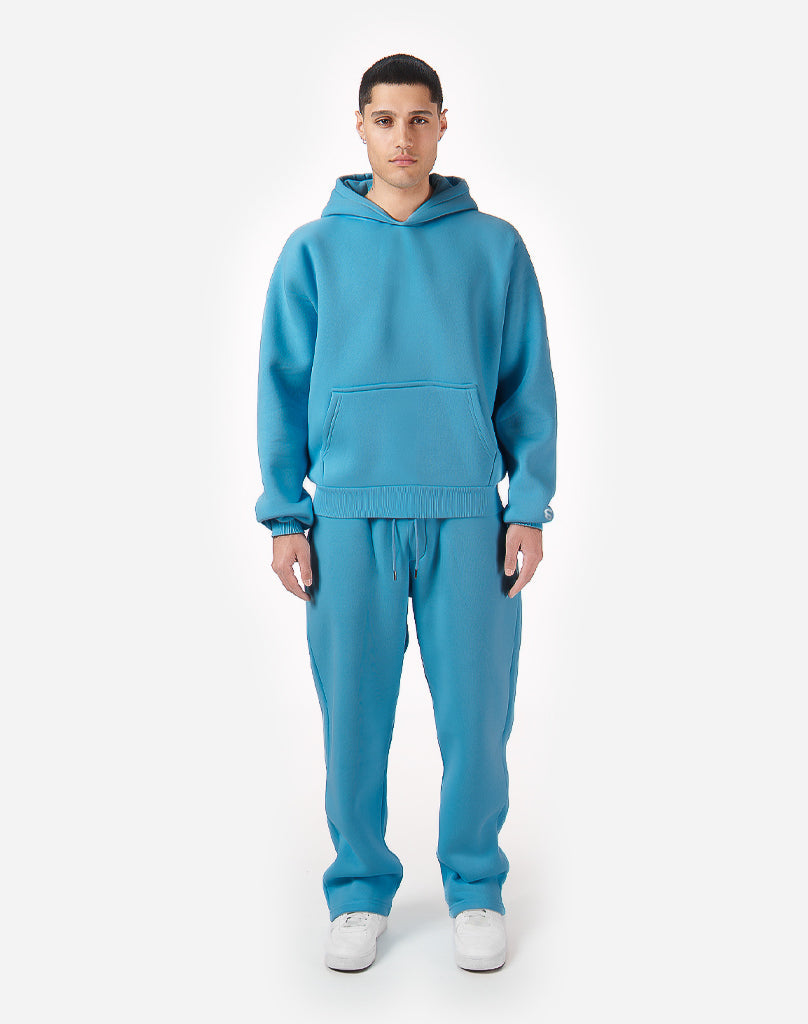 Unisex Aqua Blue Joggers – Comfortable Cotton Blend Open Leg Track Pants for Casual Wear 1