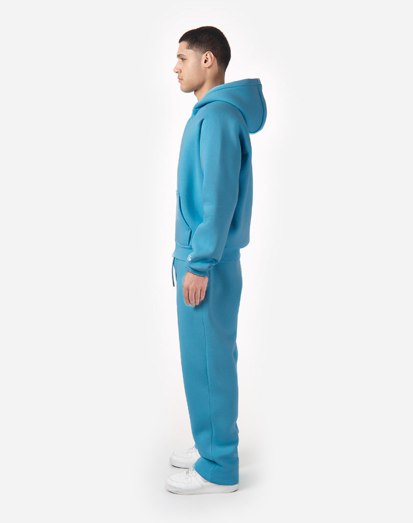 Unisex Aqua Blue Joggers – Comfortable Cotton Blend Open Leg Track Pants for Casual Wear 3
