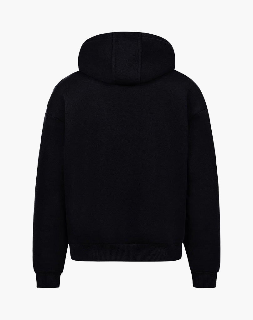 Unisex Black Zip Hoodie – 70% Cotton Blend, True to Size, Comfortable Fit for Casual Wear 2
