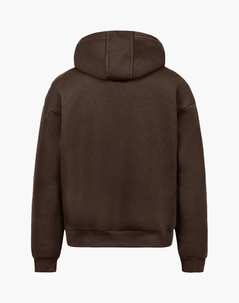 Unisex Brown Zip Hoodie - Soft Cotton Blend with True to Size Fit for Everyday Comfort 2