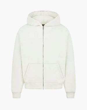 Unisex Zip Hoodie in Cream White – Soft Cotton-Polyester Blend for Everyday Comfort, True to Size 0