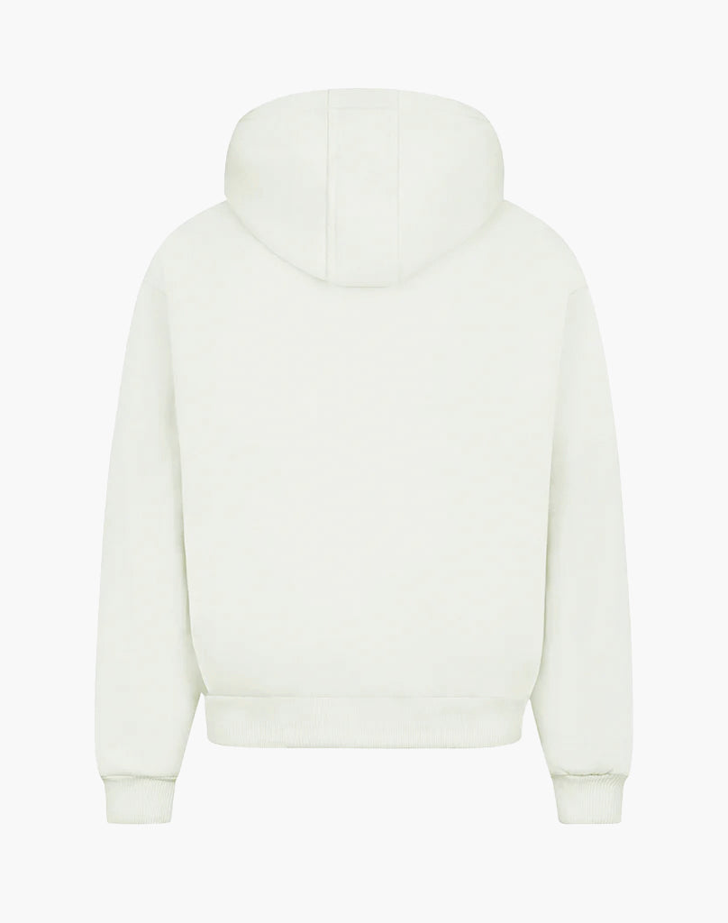 Unisex Zip Hoodie in Cream White – Soft Cotton-Polyester Blend for Everyday Comfort, True to Size 2
