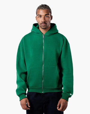 Unisex Zip Hoodie in Wood Green – Comfortable Cotton-Polyester Blend, True to Size, Perfect for Casual Wear 1