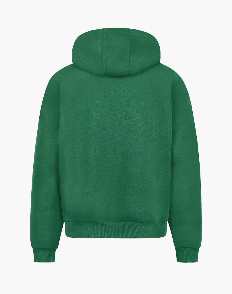 Unisex Zip Hoodie in Wood Green – Comfortable Cotton-Polyester Blend, True to Size, Perfect for Casual Wear 2